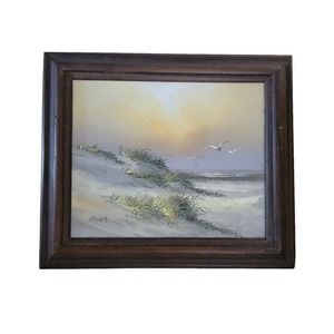 Vintage Gloria Seascape Canvas Painting in Wood Frame 13" x 11"(Great condition)
